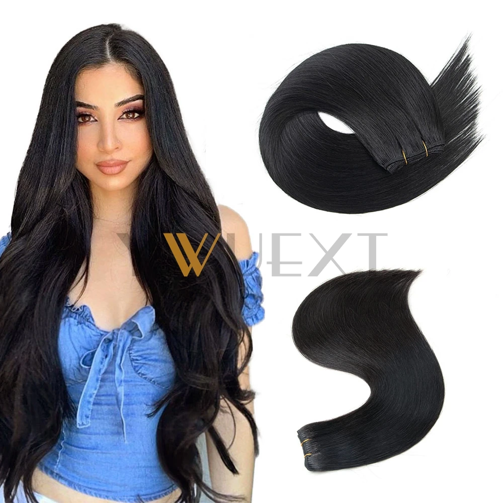 

Straight Weft Extensions Human Hair 12"-24" Inch Machine Remy Human Hair Extension 50g/pack Can Curly Hair Weaves for Women