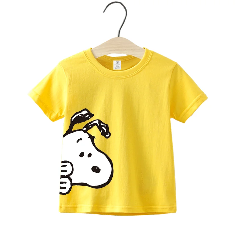 2024 Summer New Kids Cartoon t-shirt Snoopy Top a maniche corte per bambini o-collo 100 cotone ragazzi e ragazze chiudi magliette