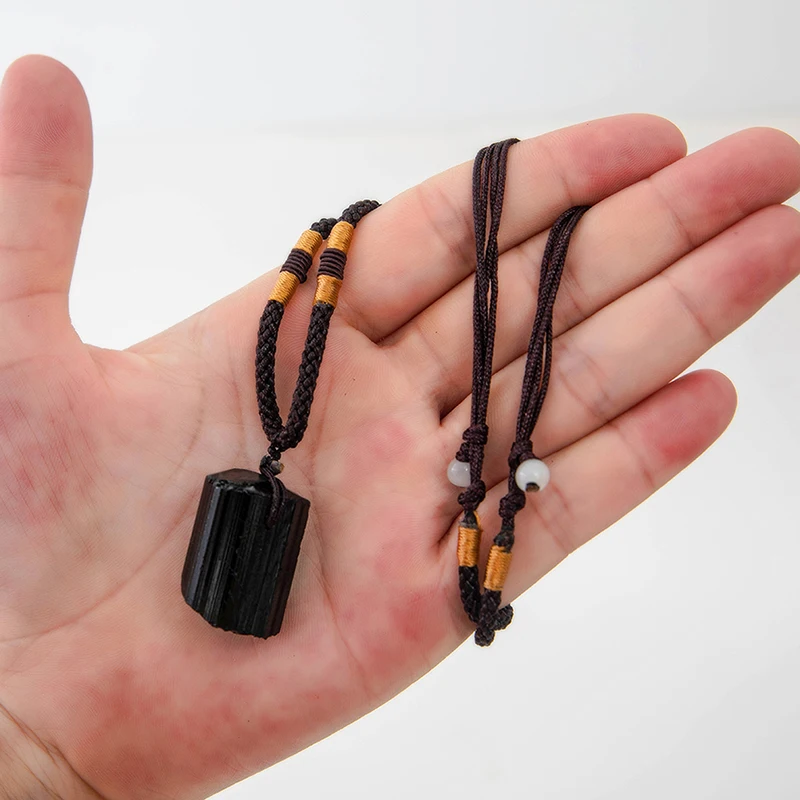 Natural Black Tourmaline Stone Necklace Pendant Black Tourmaline Original Stone Ore Specimen Fashion Jewelry Accessories Gift image 5