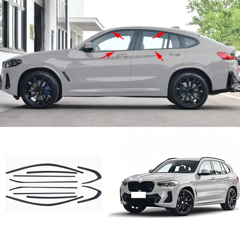 

FIT FOR BMW X4 G02 2019-2025 Stainless steel black Exterior Window Molding Strip Sill side Cover Trim Chrome delete