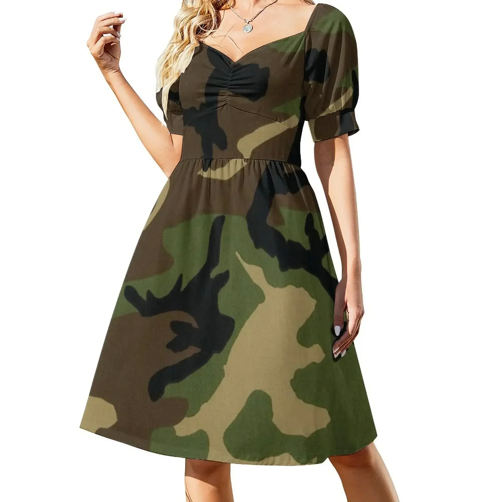 

Camo Short-Sleeved Dress dresses ladies 2025 summer Dress vintage women's clothing korea stylish Dress