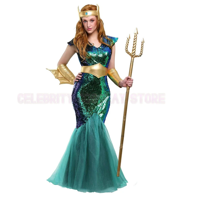 

Women Sea Siren Mermaid Queen Costume Men's Poseidon Costumes Adult Egypt Egyptian Pharaoh Prince King Cosplay Fancy Dress