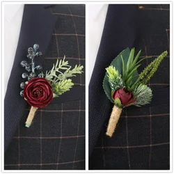 Boutonnières Artificielles MUND It, Rose de Bordeaux, Corsage de Poignet, Accessoires de Mariage pour Demoiselle d'Honneur