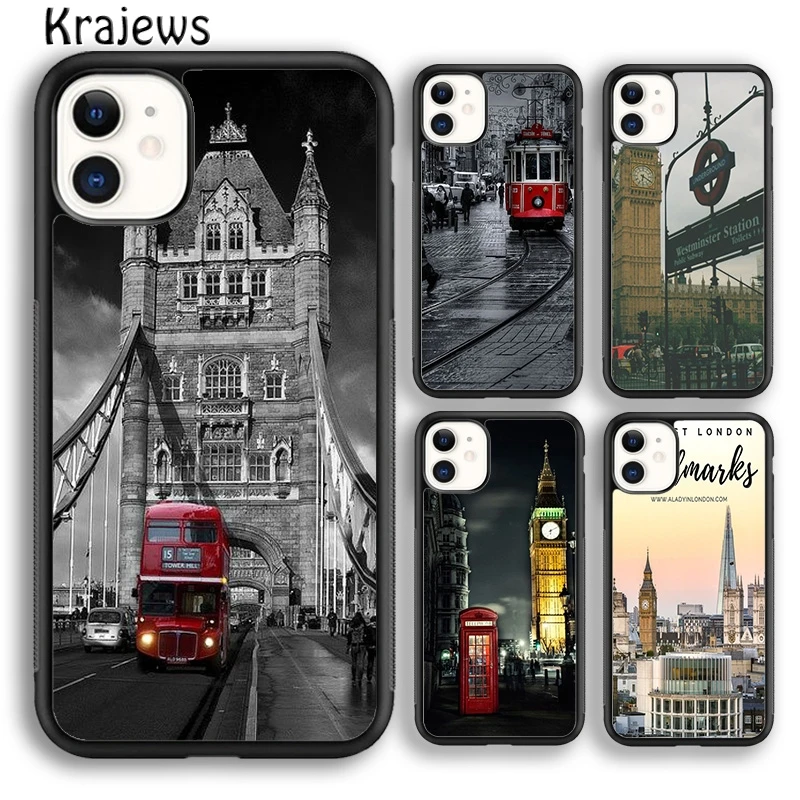 Krajews Famous London Landmarks Street Sign Phone Case For iPhone 16 15 SE2020 14 6 7 8 plus 11 12 13 pro max coque Fundas