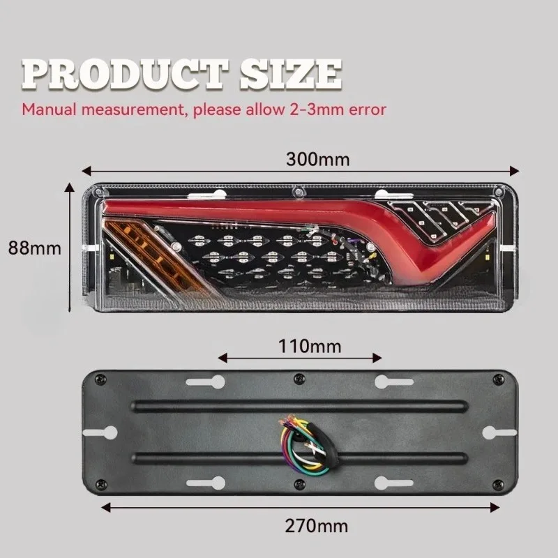 

30cm 2pcs Truck Trailer Taillights 12V 24V Tractor Light LED Rear Flashlight for Trailer Caravan Tail Light Running Turn Signal