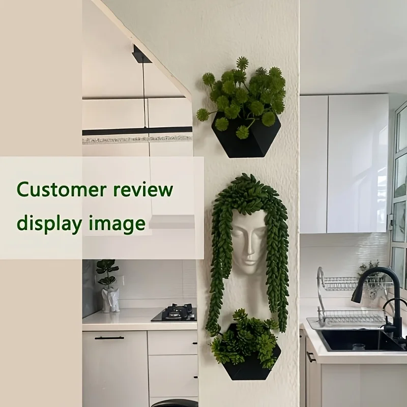Wall-Mounted Black Hexagonal Planter Pot, Easy Install with Pre-Drilled Holes, Perfect for Home Wall Decoration & Plant