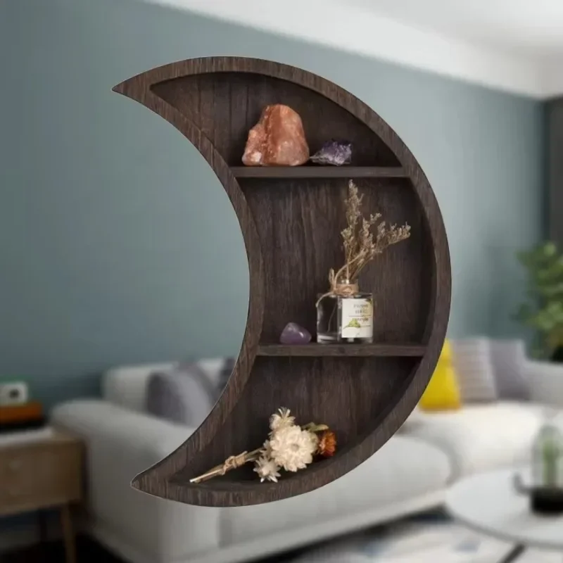 

Crescent Moon Shelf Display Floating Wood Decorative Wood Wall Moon Shelf Shelves For Home