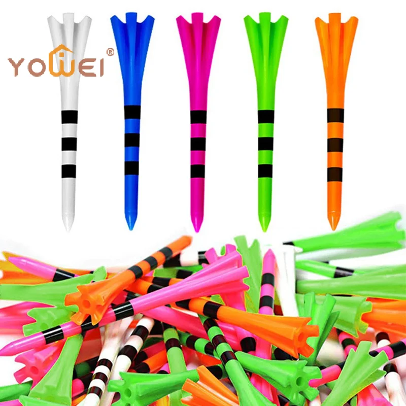 50Pcs Golf Tees Plastic Unbreakable 5 Prongs Head Tee With Stripe Markers 83mm70mm Long Ball Holder Low Friction Less Resistance