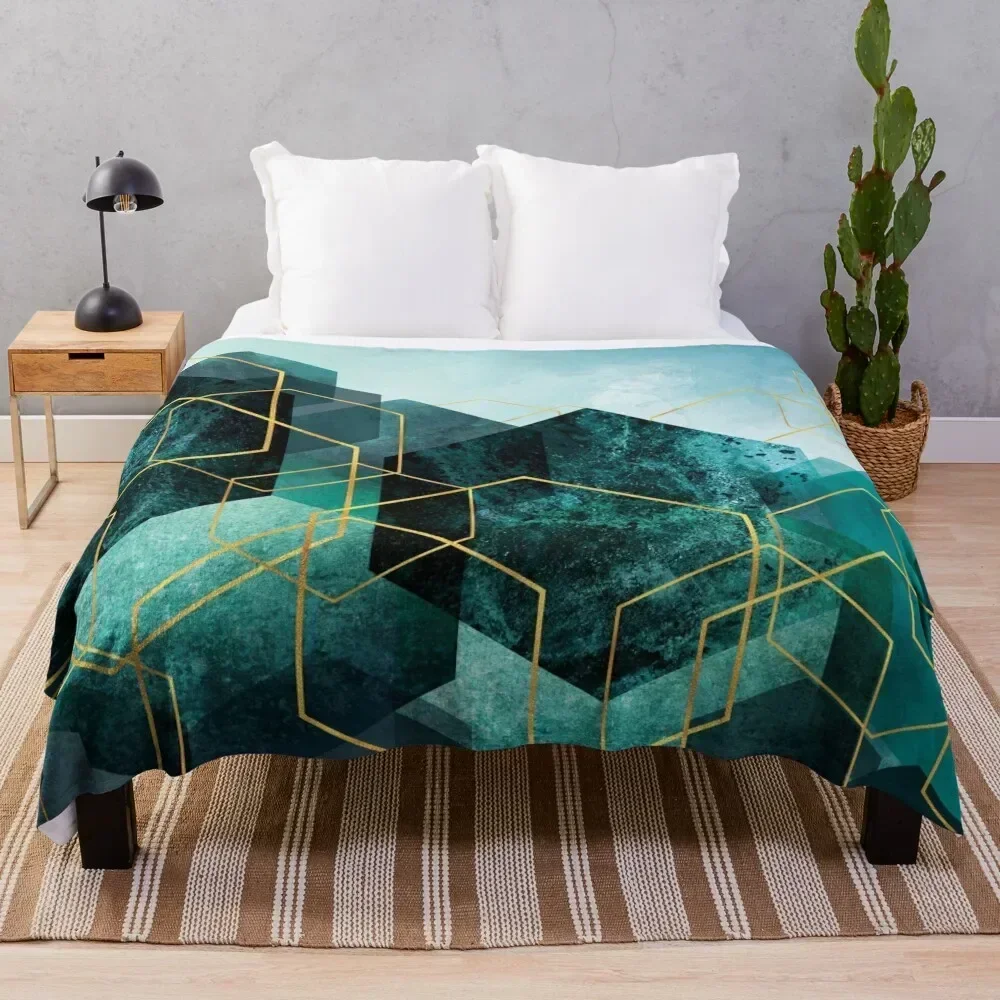 

Teal Horizon Throw Blanket Shaggy Furry Soft Blanket for Bedroom Living Room