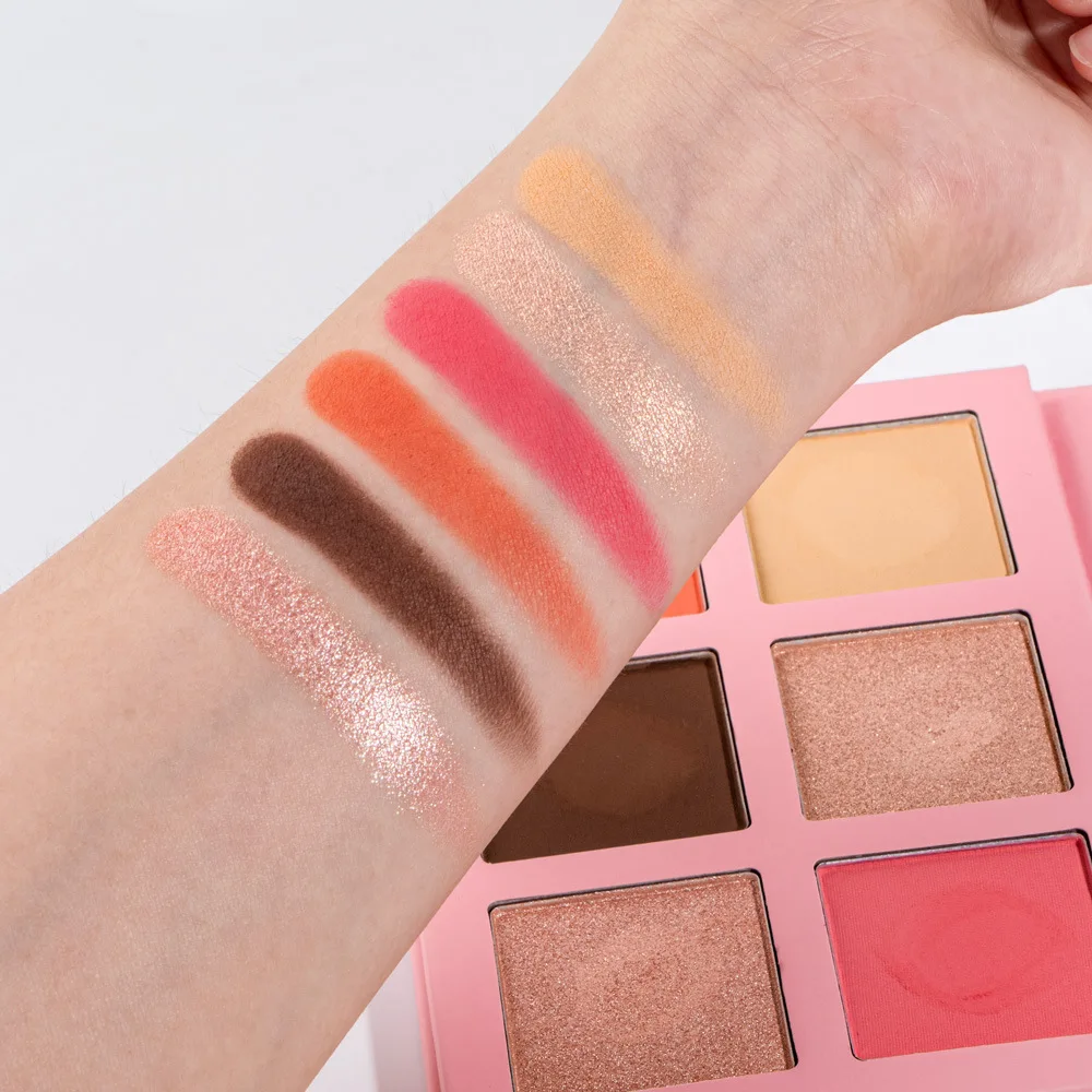 Face Makeup Palette 6 Color Pressed Powder Blush Highlighter Bronzer Shimmer Illuminator Custom Logo Waterproof Blush Pink 5pcs