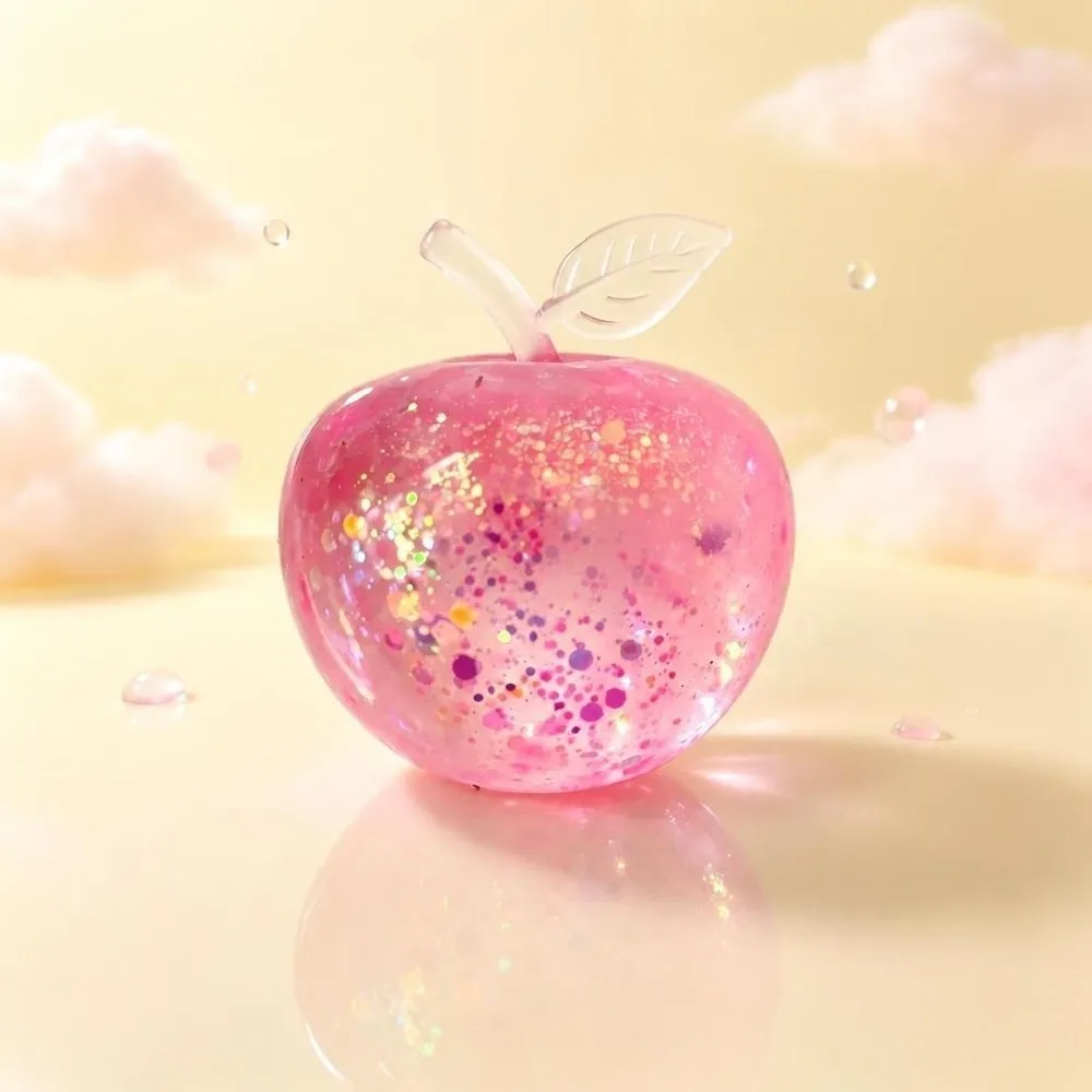 Cute TPR Apple Stress Ball Stress Relief Soft Sequins Apple Squeeze Toy Slowly Rebounding Moldable Fidget Toy Relaxation Toy