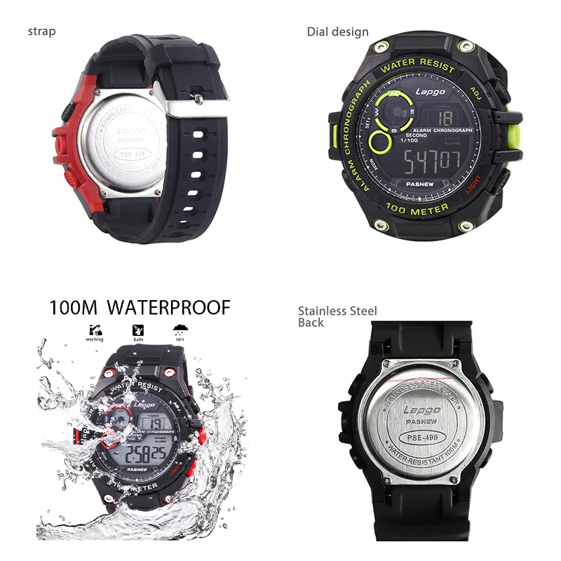 Fashion Men Digital Watch Big Dial Muti-function Diver Electronic Hand Clock Boy Waterproof Stopwatch Sport Wristwatches Male