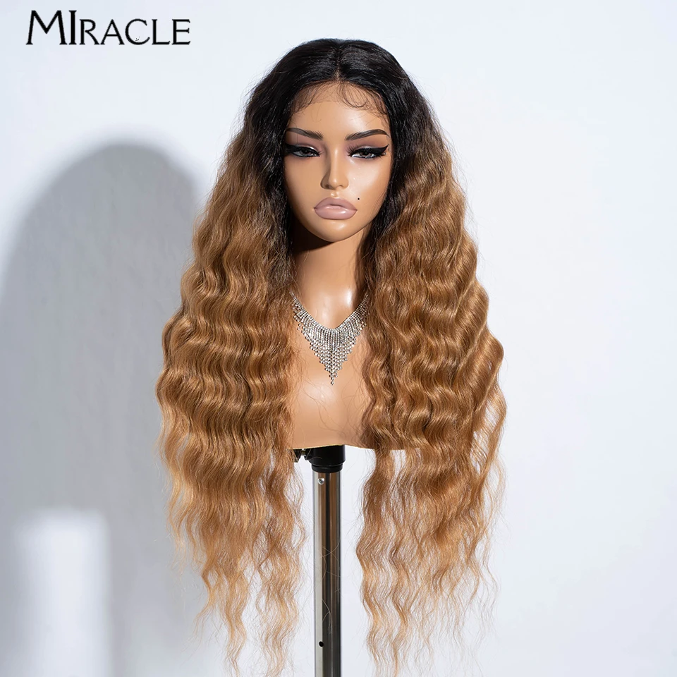 

MIRACLE Water Wave Lace Wig 31 Inch Synthetic Lace Front Wig for Women 613 Blonde Wigs Cosplay Curly Wigs Long Wavy False Hair