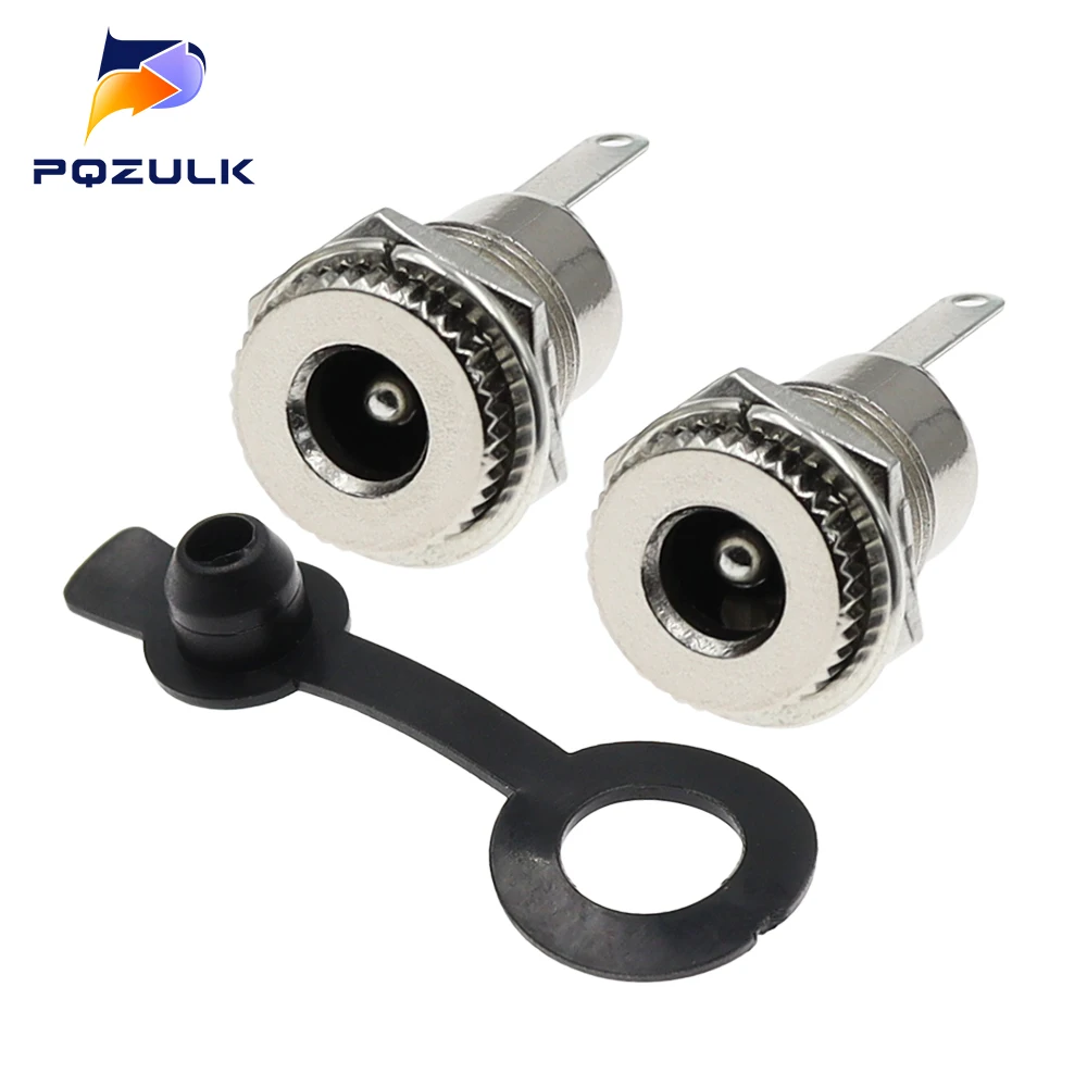 10PCS DC099 5.5 mm x 2.1mm DC Power Jack Socket Female Panel Mount Connector Metal DC-099 Open Hole 11MM 5.5*2.1 5.5*2.5
