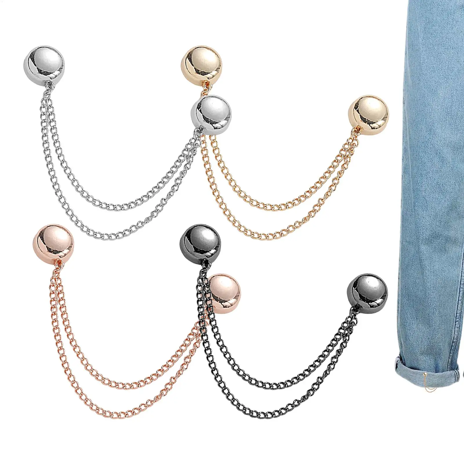 4PCS Magnetic Clothing Clips Multi-Function Magnetic Strength Buttons Clips Pinless Brooch Clips for Long Pants Sleeves Legs