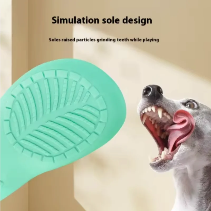 Indoor/Outdoor Dog Chew Toy Sound Latex Slippers Shape Teeth Cleaning Training Play for Small Medium Large Dogs & Puppies view 5