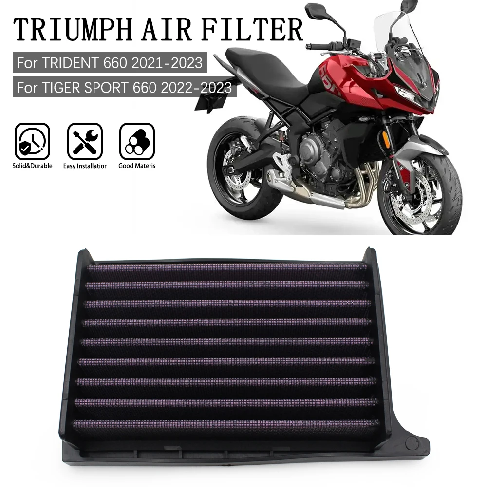 Motorcycle Engine Air Intake Filter Cleaner Flow Non woven Fabric Air Filter For TRIUMPH TRIDENT 660 2021-2023 TIGER SPORT 660