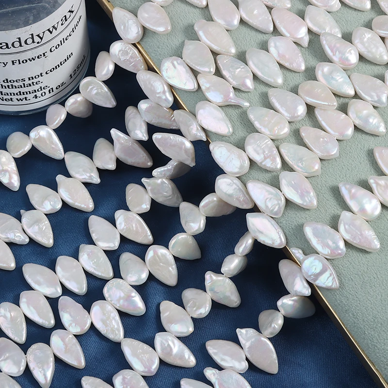 Three-seven-hole water-drop radish Baroque natural freshwater pearls DIY handmade strand, approximately 40+ beads.
