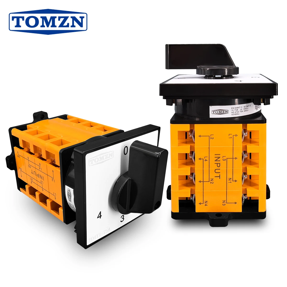 TOMZN TO4T1-75A 4 steps 4 Input 1 output cam changeover switch 230V 75A Single phase 0-1-2-3-4