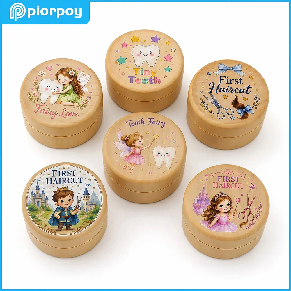 PIORPOY Dental Gift Wooden Milk Teeth Organizer Memorial Box High Quality Baby Tooth Box Collecting Teeth Save Gifts Tooth Box