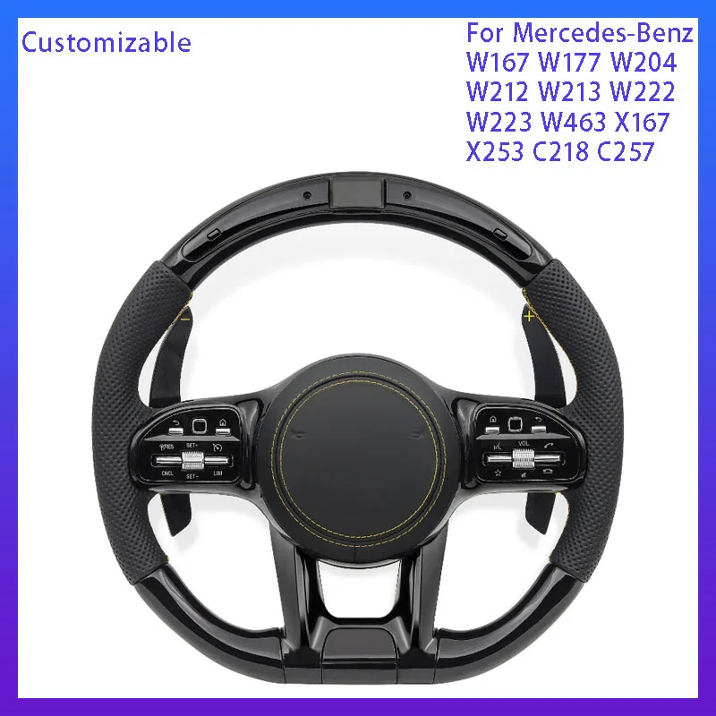 LED Black Car Steering Wheel Accessories For Mercedes-Benz Cls Glc Gle Gls Gla Cla W204 W205 W167 W177 W206 W213 W221 W222 W223