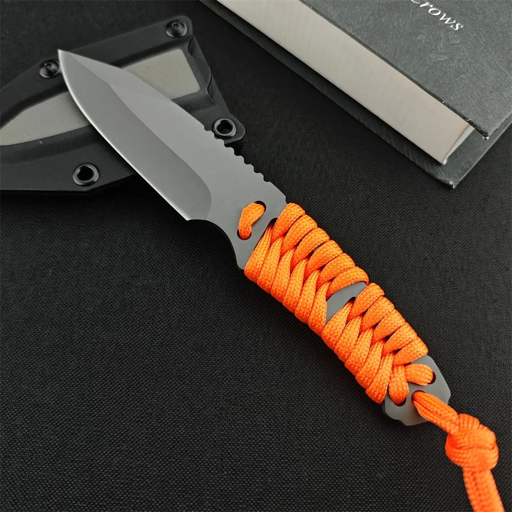 GB Paracord Fixed Blade Knife Tacitcal Gray Titanium Stainless Steel Hunting Outdoor Camping EDC Utility Bushcrafting Knives