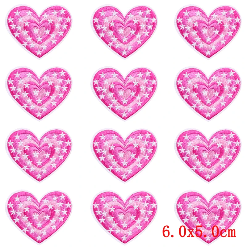 بقع تطريز على شكل قلب وحروف ، مكواة على بقع للملابس ، رقعة كرتون على الملابس ، ملصقات وردية اللون ، شارات خياطة ، 10 في اللوت #6