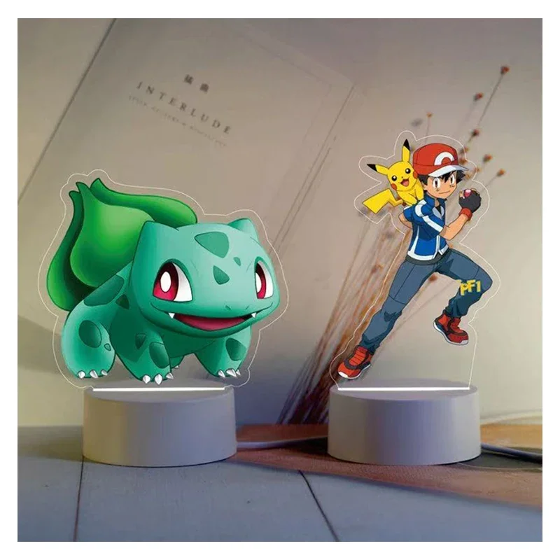 ポケモン-リザードン-フシギダネ-サトシの寝室用アートディスプレイ-モノクロライト-リモコン付き-16色ライト-ナイトライト