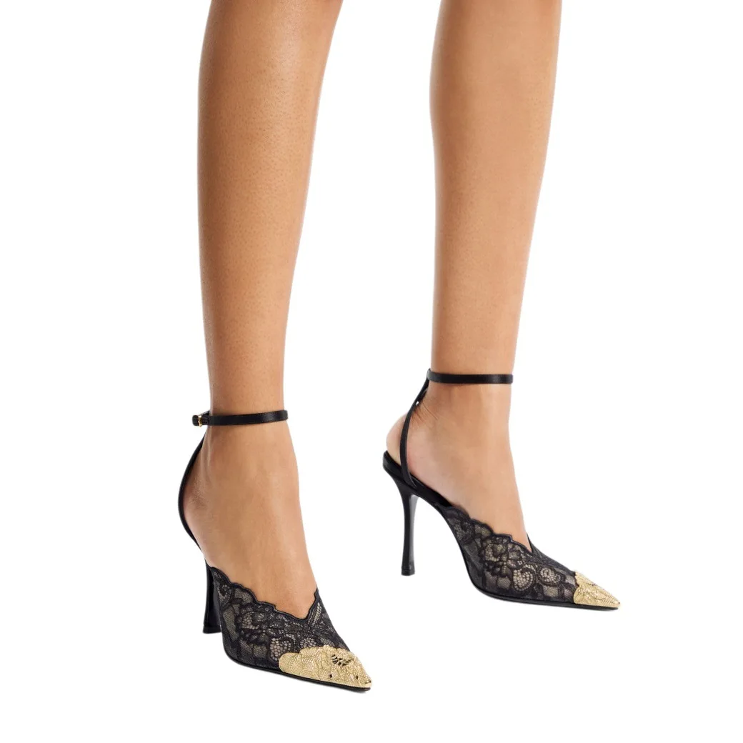 Kiva - Lace Embroidery Metal Pointed Heels Pink detail 16