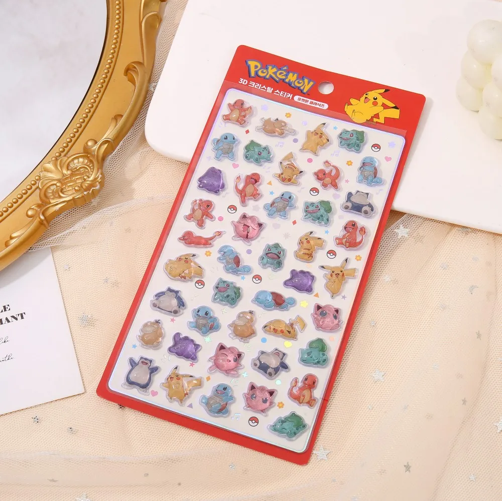 3D Pokemon Pikachu Kawaii Stickers Transparent Jelly Crystal Cute Decals Cartoon Anime for DIY Notebook Phone DIY Sticker Toy view 5
