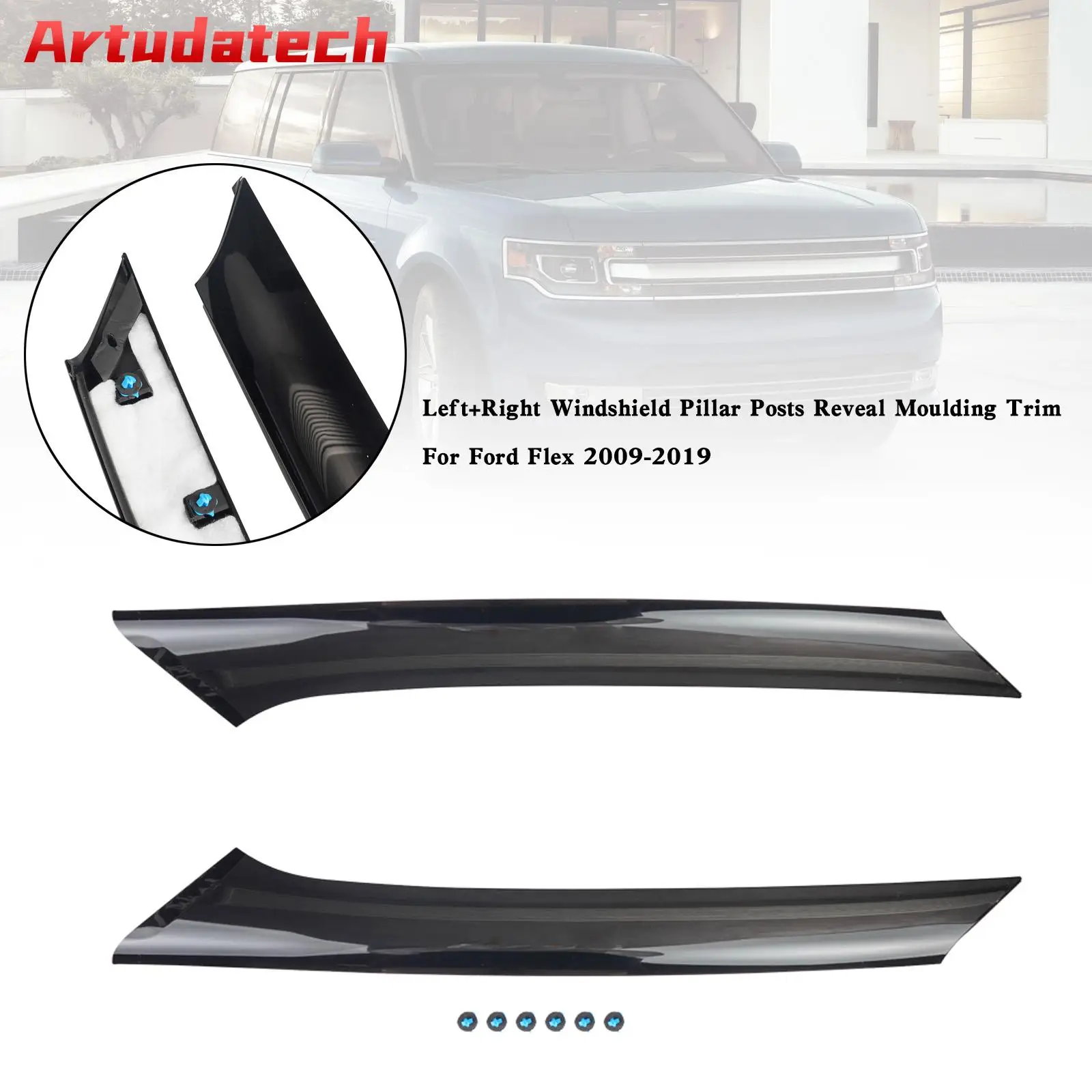 

Artudatech Left+Right Windshield Pillar Posts Reveal Moulding Trim For Ford Flex 2009-2019 Car Accessories