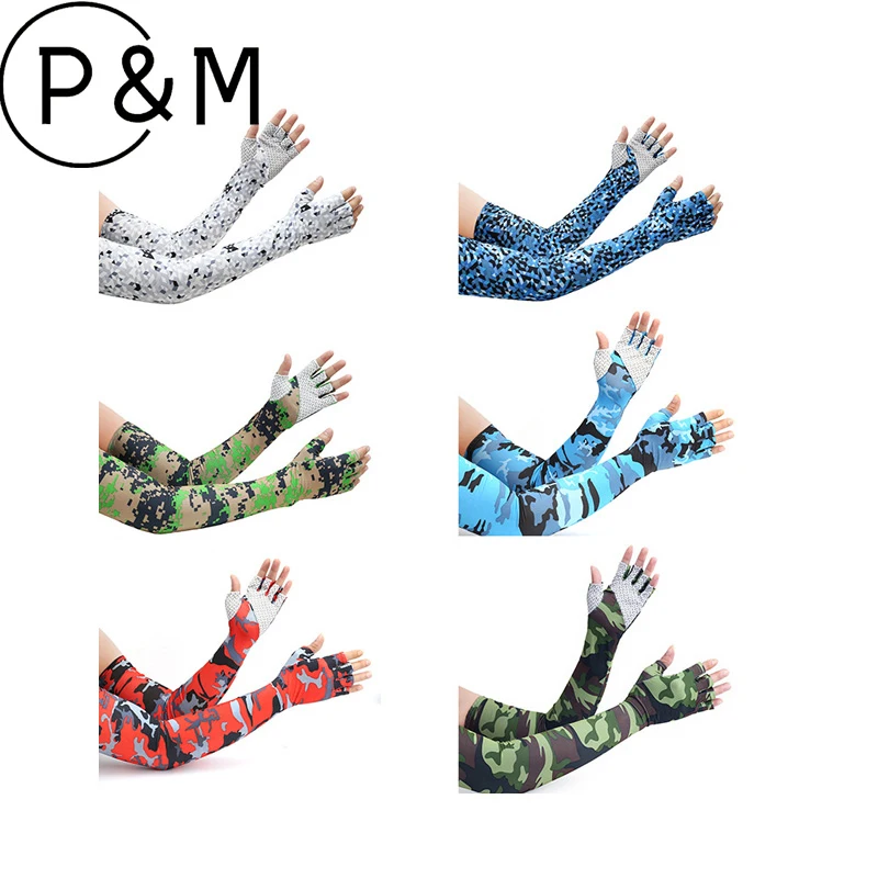 

Unisex Ice Silk Sun Protection Gloves, Extended Cooling Half Finger Sleeves For Cycling Driving Fishing
