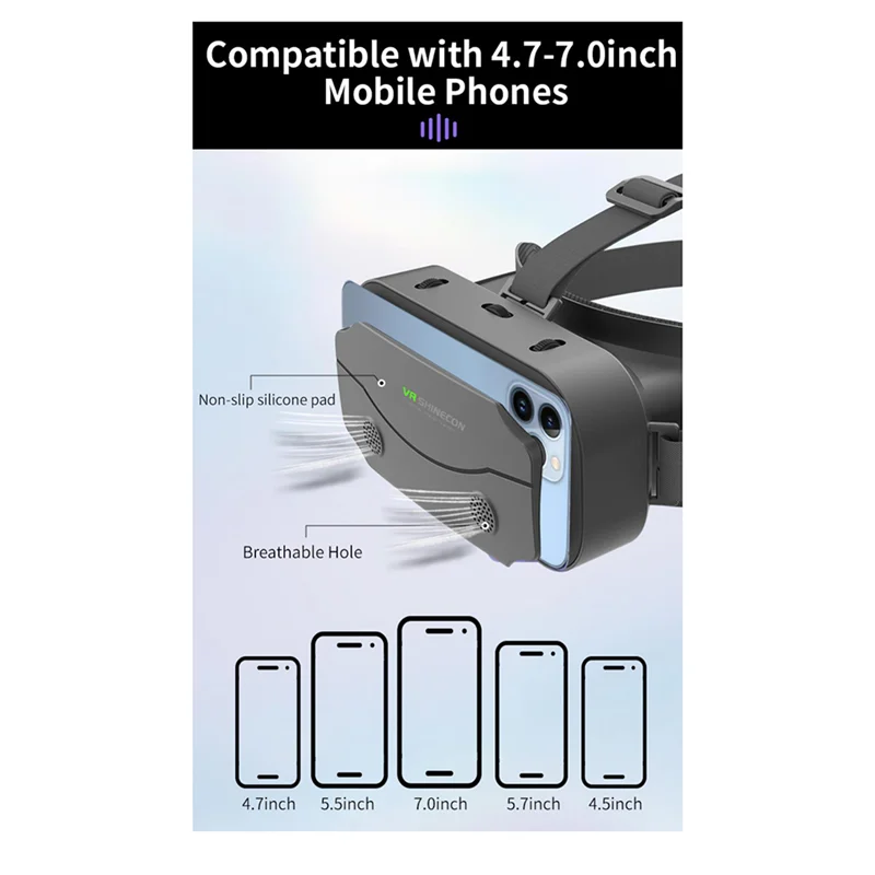 Ingenious-3D vr óculos portátil fone de ouvido montado na cabeça ajustável para 4.7-7.0 polegadas android telefones inteligentes óculos de realidade virtual