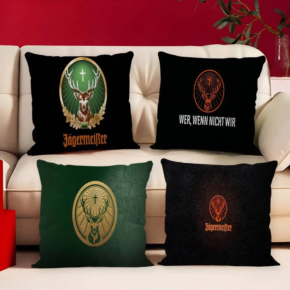 J-Jagermeisteres Logo Maple Design Cushion Cover Happy Autumn Harvest Decor Holiday Decorati Pillow Cover