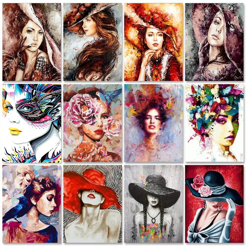 

GATYZTORY Acrylic Painting by numbers Fashion Wman Drawing On Canvas Hand Painting Acrylic Paint Wall Art Living Room Decoration