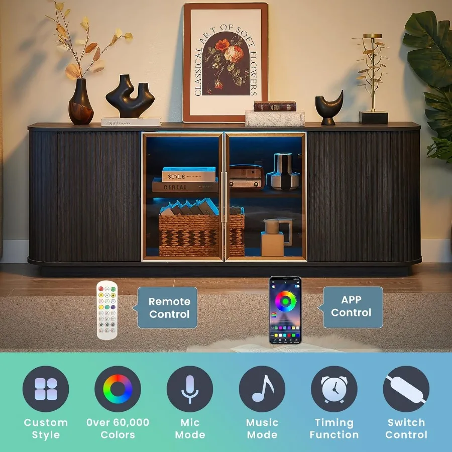 ตู้วางทีวีแบบมีร่อง 64 ร่อง สำหรับทีวีขนาดไม่เกิน 75 นิ้ว ศูนย์รวมความบันเทิงทันสมัย พร้อมกรอบประตูอะลูมิเนียม ประตูกระจกนิรภัย และสี-Ad
