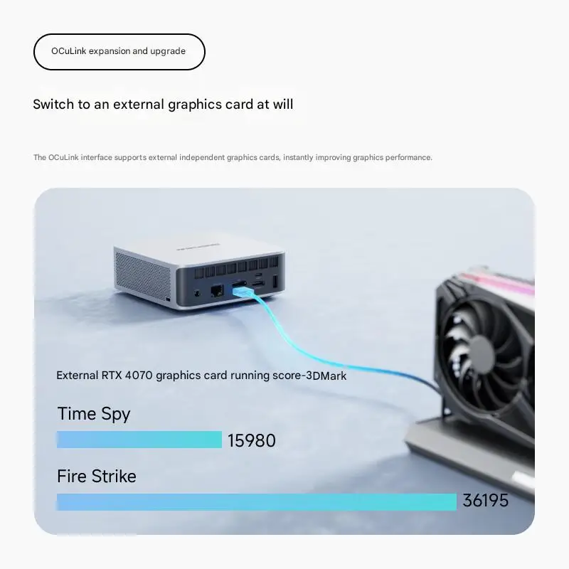 كمبيوتر MINISFORUM AI X1 AMD Ryzen 9 HX 370 ببصمة الإصبع سعة 128 جيجابايت و4 تيرابايت WiFi7 BT5.4 135 وات كمبيوتر مكتبي للألعاب OCulink AI #5