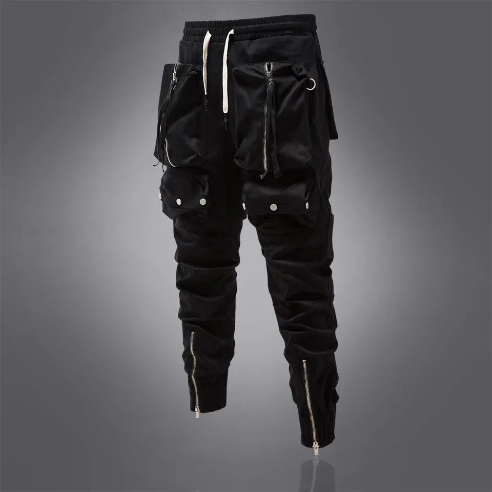 

2026 New Multi Pocket Zipper Decoration Elastic Waist Cuffed Casual Pants Men All Seasons Wear Fashion Trend