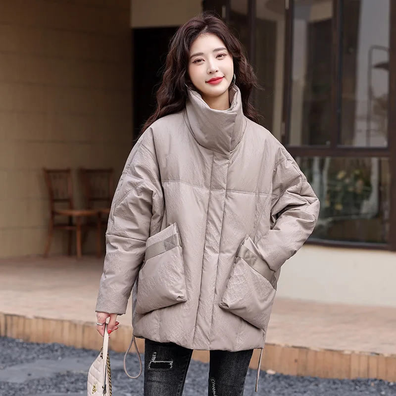 PinkyIsBlack 2024 New Fashion Luxury PU Leather Women Duck Down Coat for Winter Puffer Jacket Thick Warm Female Feather Parkas