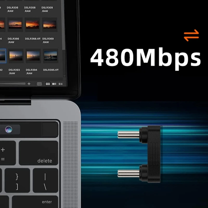 Adaptateur mâle à mâle en forme vitesse 480Mbps, convertisseur PD 65W, connecteur câble