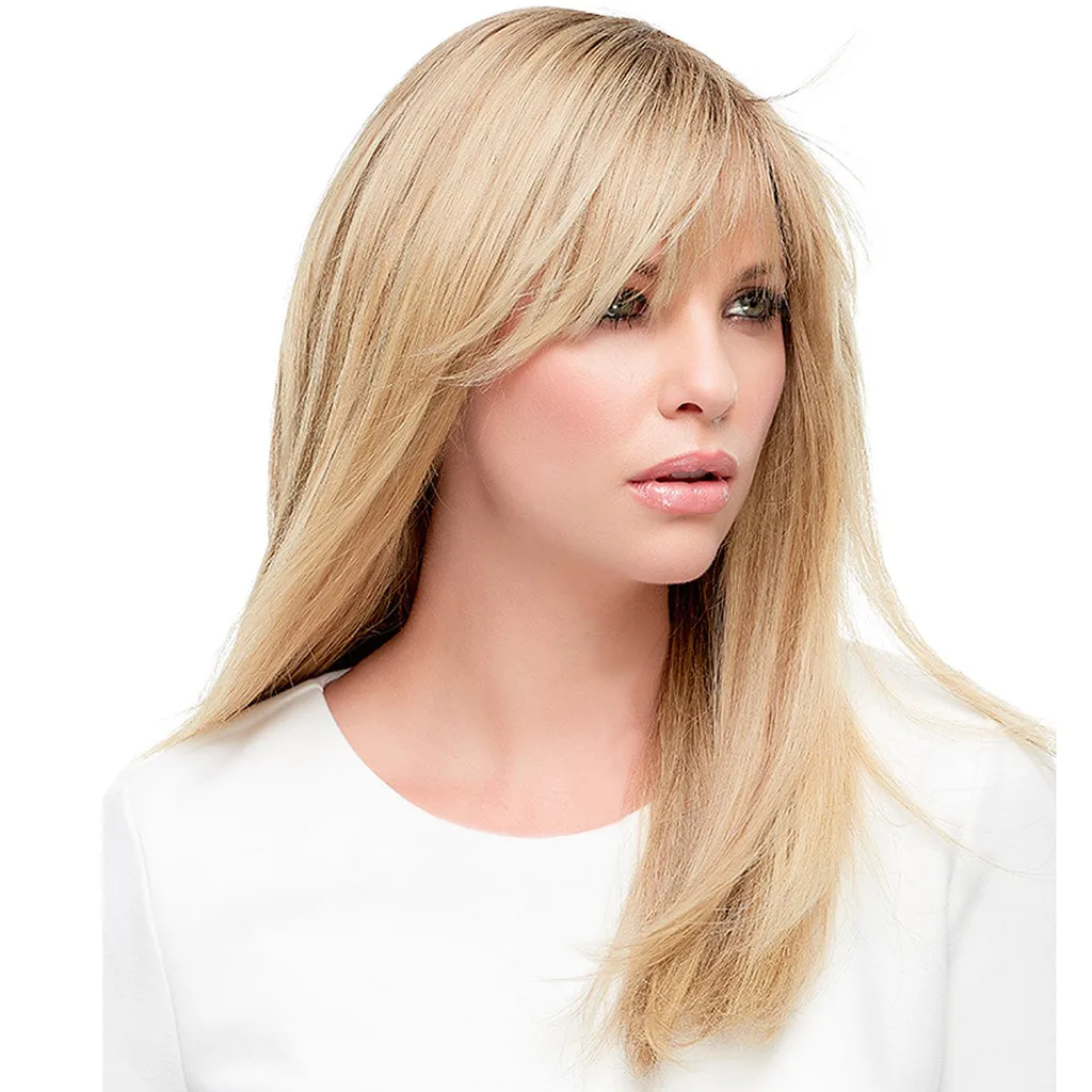 Synthetic Wigs For Women With Bangs Long Wave Straight Gold Fashion Wigs Natural All-Match Daily Causal Desig Hair Wigs