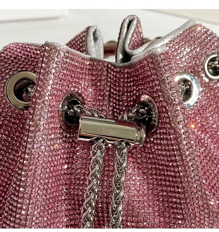 

Роскошная дизайнерская вечерняя сумка со стразами и бриллиантами, блестящая сумка-ведро, женская сумочка, клатч для свадьбы и вечеринок, сумка через плечо