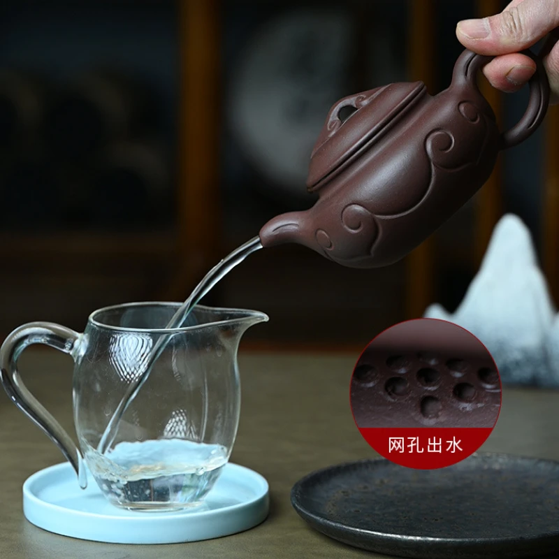 310ml Classic Yixing Purple Clay Teapots Handmade Ruyi Pot Raw Ore Mud Kettle With Filter Chinese Zisha Tea Set For Tea Gift
