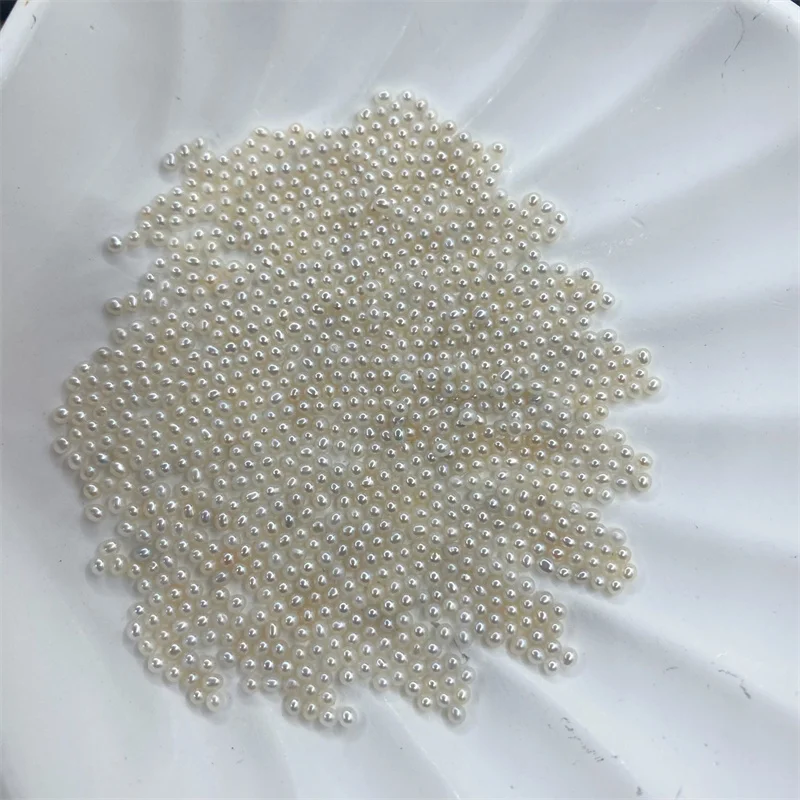 Wholesale 1.5-2mm White Natural Freshwater Pearls No Hole Mini Near Round Pearl Beads for Women Jewelry Making DIY Raing Hairpin