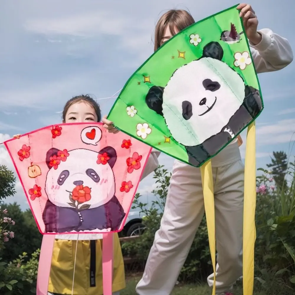 Frameless Spring Outing Pocket Kite Easy To Fly Portable Cartoon Panda Wind Kites Foldable Animal Foldable Children Kite Toys