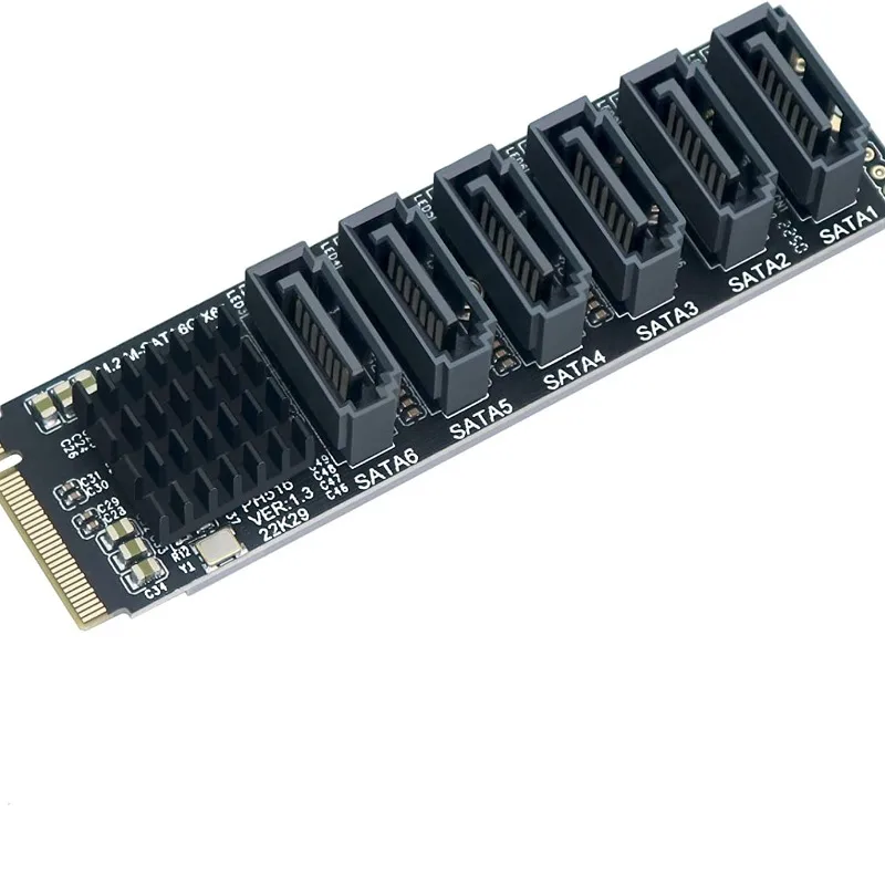 

M.2 NVME PCI-E PCIE X4 X8 X16 To 6 Port 3.0 SATA Adapter Card Riser III 6GB/S Chassis server PC Expansion+6PCS 3.0 SATA CABLE