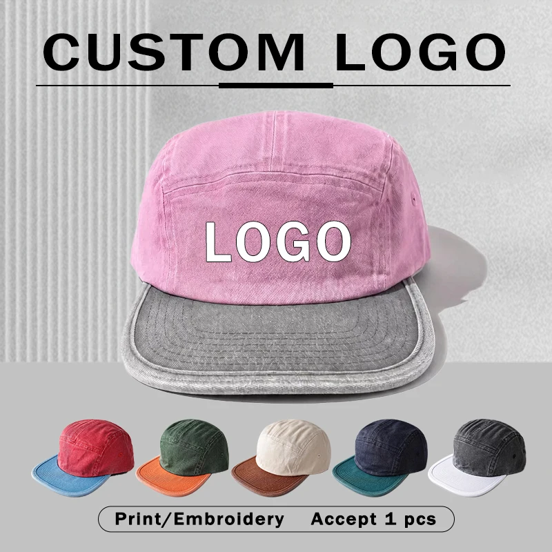 New Fashion Contrast 5-panel Baseball Caps Customizable Logo Summer Autumn Street Trend Versatile Retro Hip-hop Hats Unisex