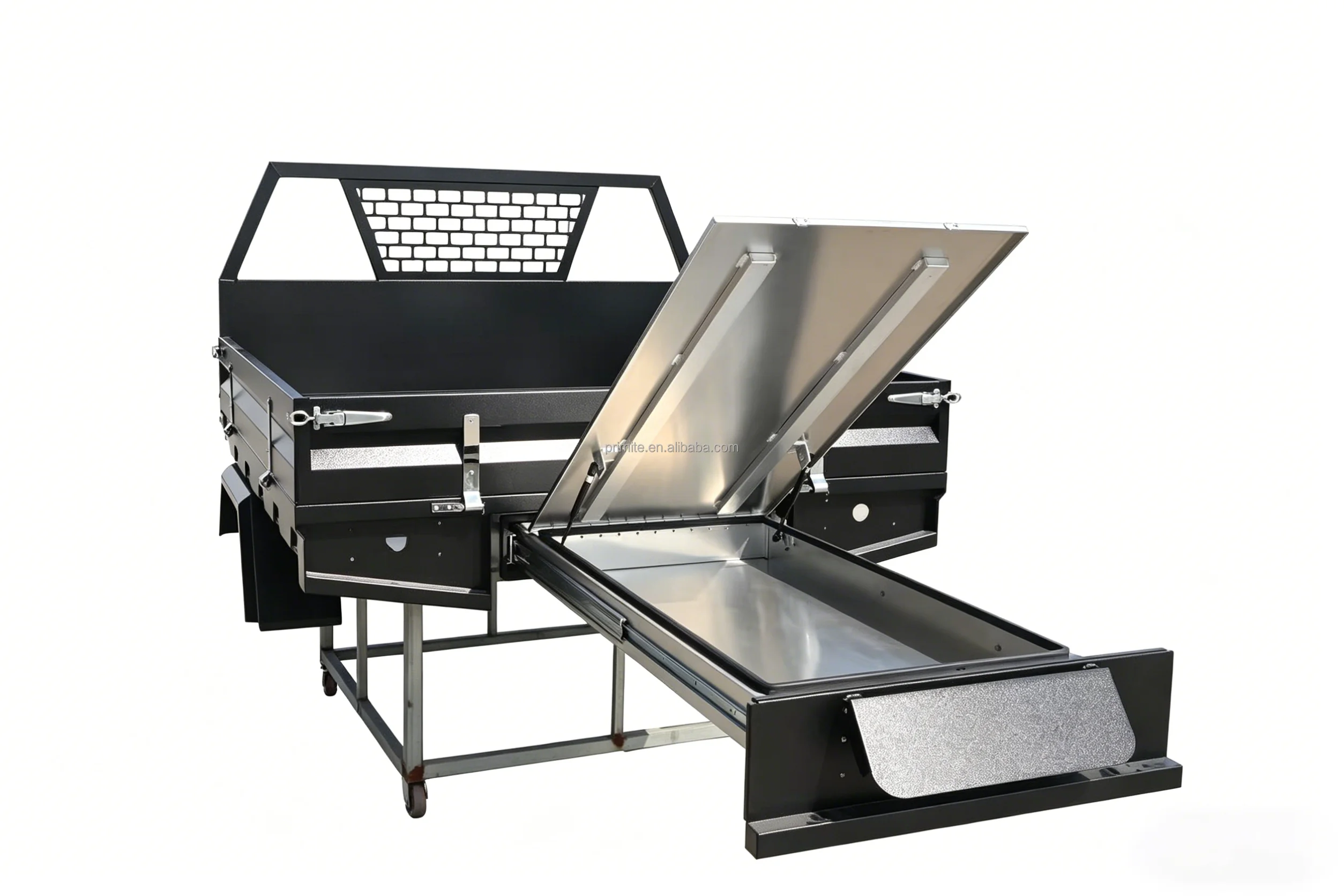 Heavy Duty Steel Truck Bed Storage System With Slide Out Drawer And Tool Box - Black Metal Ute Tray For Pickup Trucks