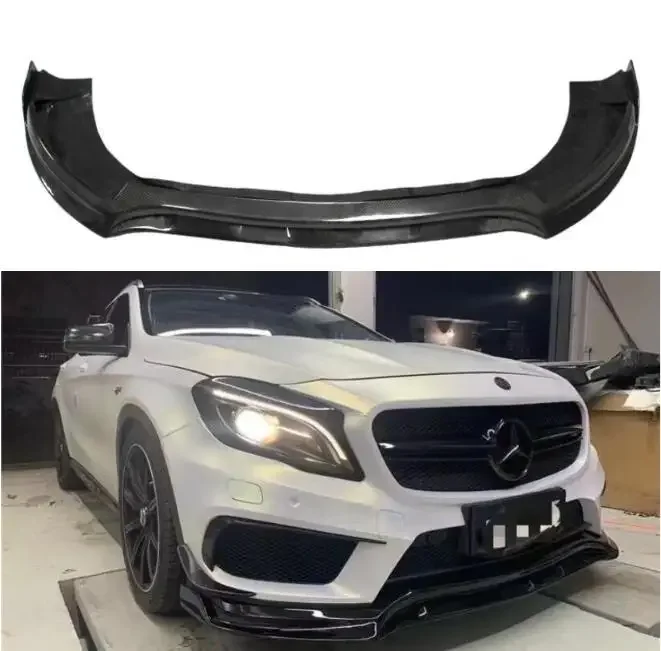 R Style Real Carbon Fiber Car Front Bumper Splitters Lip Spoiler For Mercedes-Benz X156 GLA200 260 GLA45 AMG 2013-2019