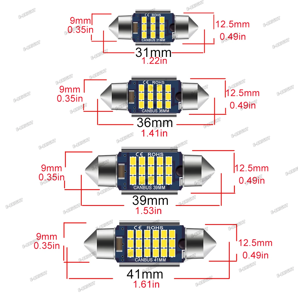 4P 12V 24V C5W Festoon Bulb 2016 LED CANBUS No Error 31mm 36mm 39mm 41 42mm Vanity Mirror Dome Auto Interior Lamp White 6500K